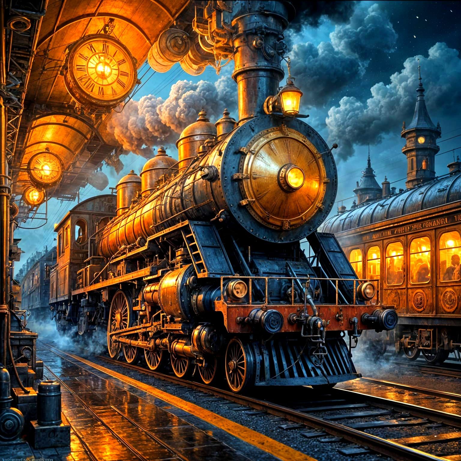 Steam-Powered Majesty in a Moonlit Station
