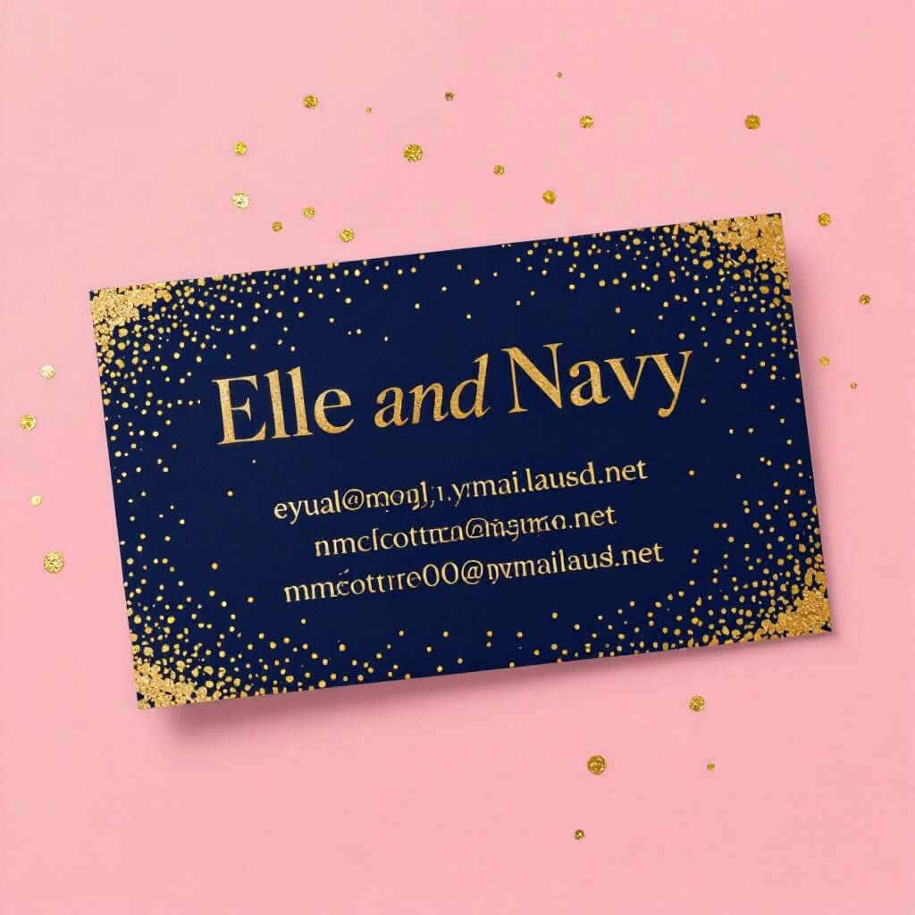 Chic Gold and Pink Business Card Design with Elle and Navy H...
