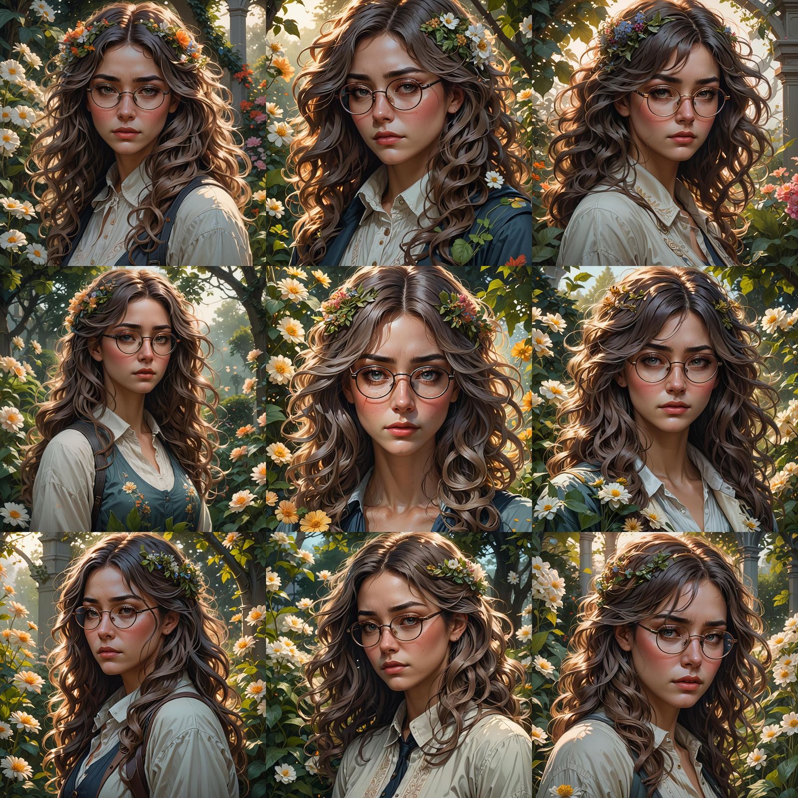 Sad Girl Crying in Garden: Hyperdetailed Portrait