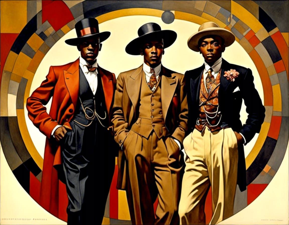 Zoot Suit Fashion Models in Geometric Style