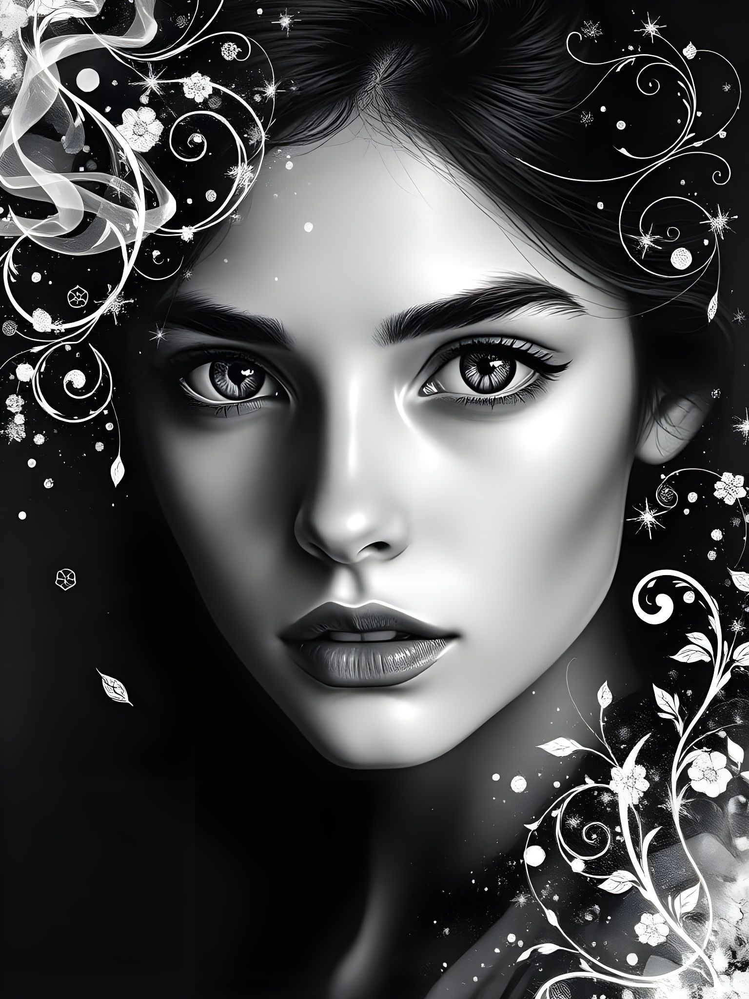 Grayscale Portrait, Filigree