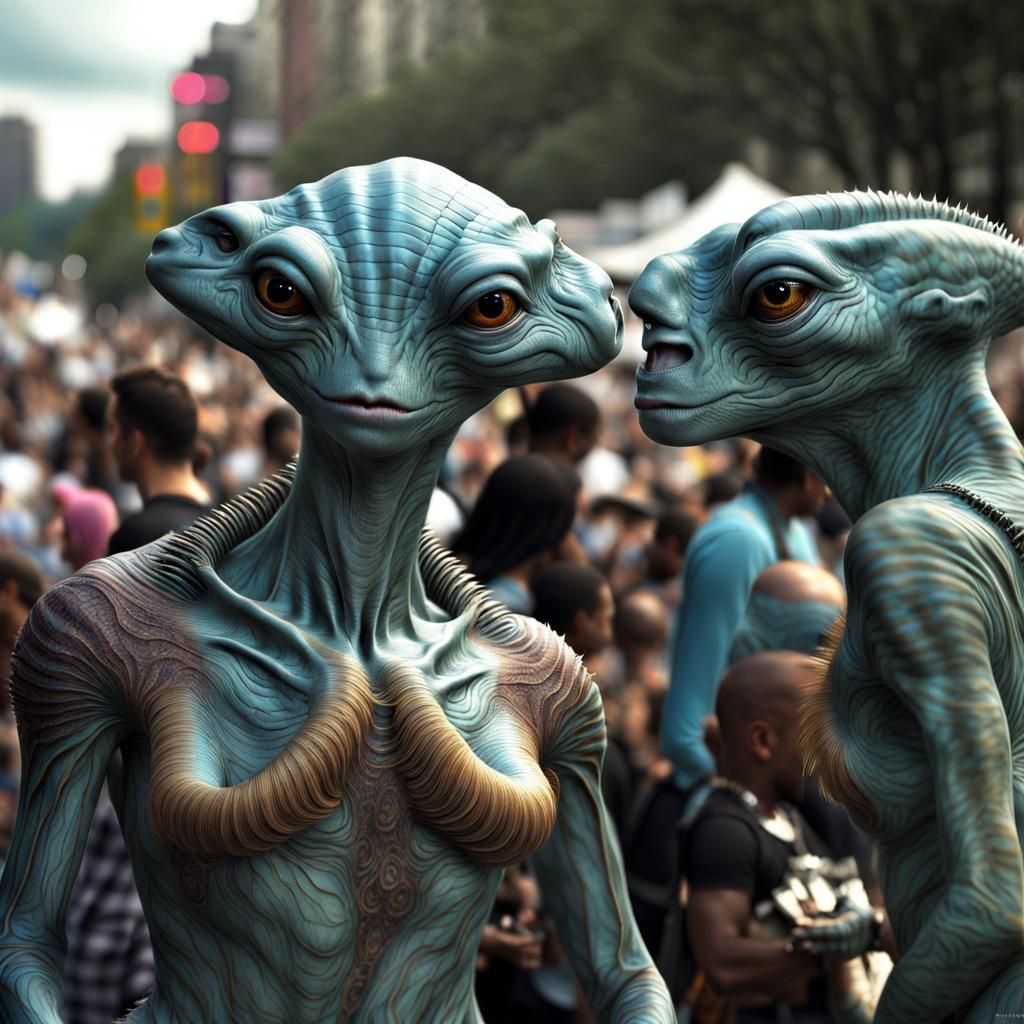 Photorealistic Aliens in Subdued Lighting: Hyperreal Photogr...