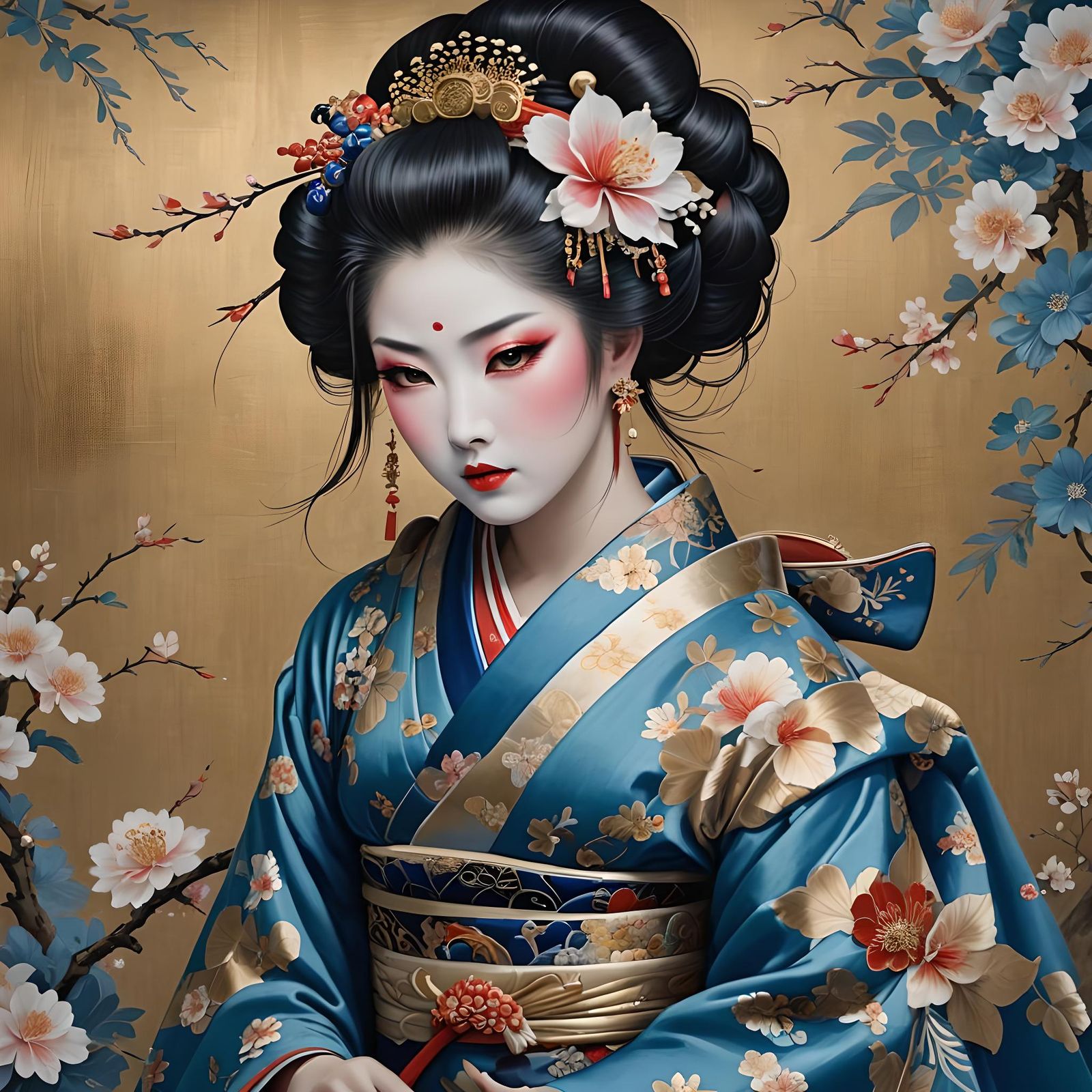 Elegant Geisha in Exquisite Kimono