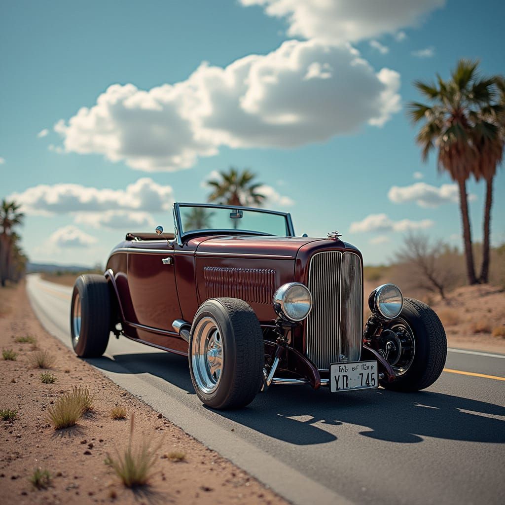 Classic Low Rider Car on City Street