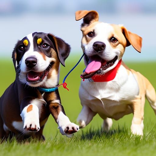 Happy Doggie Friends Playing