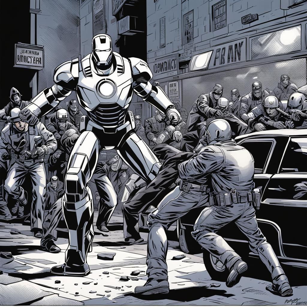 Iron Man as NYC Cop in Comic Book Art
