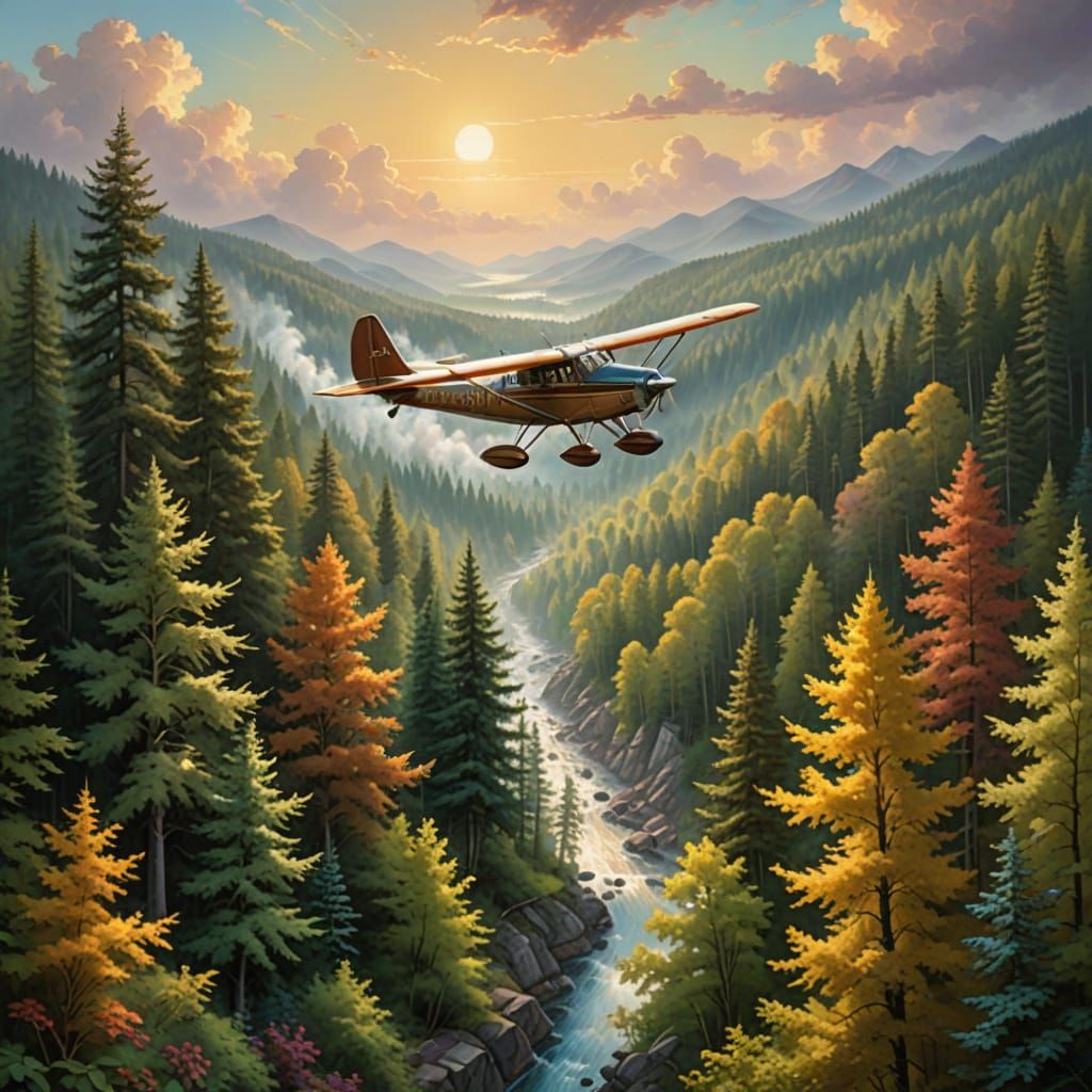 Serene Fantasy Flight Over Enchanted Countryside