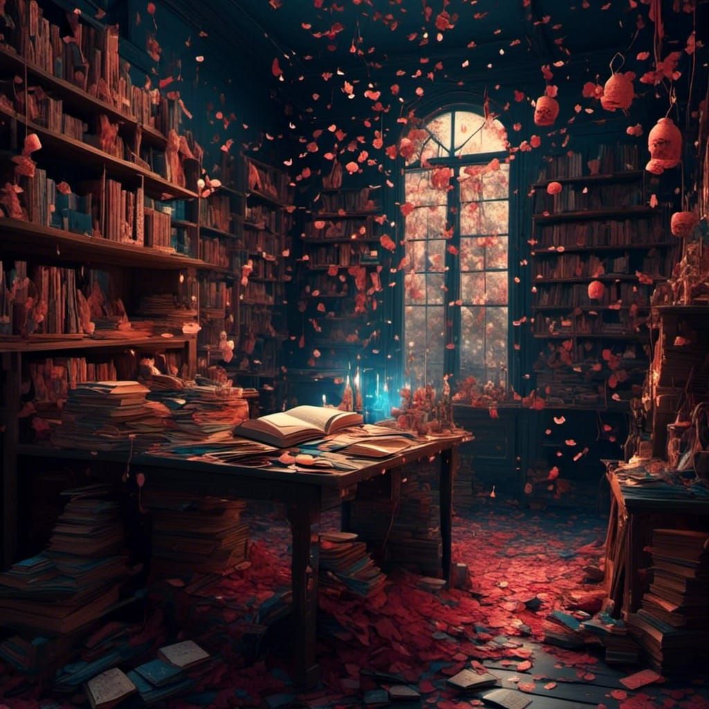 Magical Office with Fireflies and Butterflies