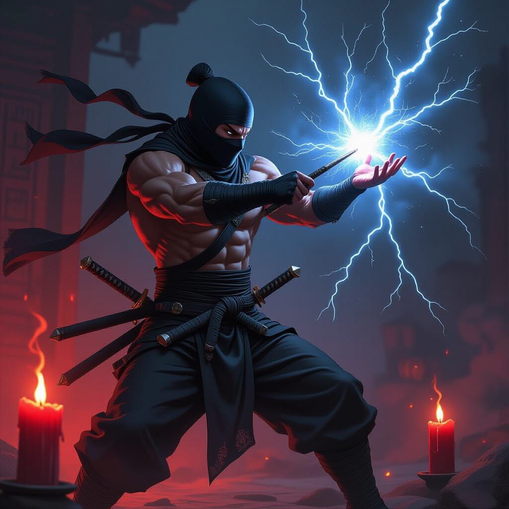 Ninja Warrior Conjures Lightning in Comic Book Art Style