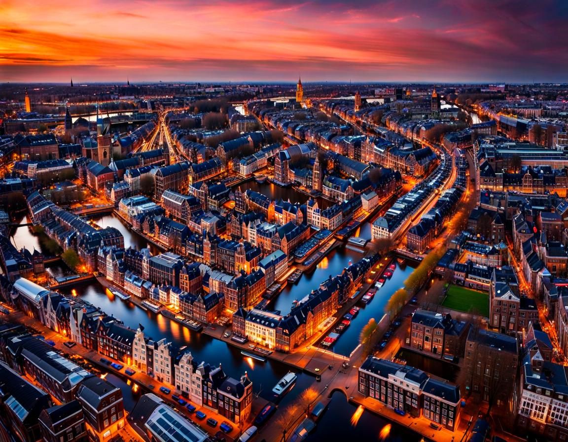Drone shot of Amsterdam