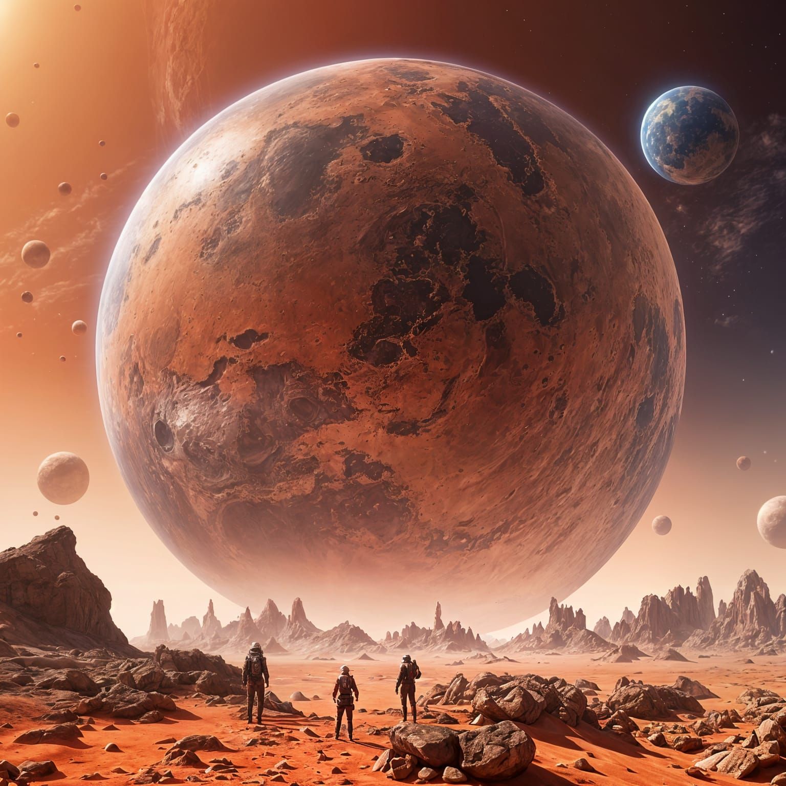 Mars Futuristic Planet in 3D Anime Style with X Sign