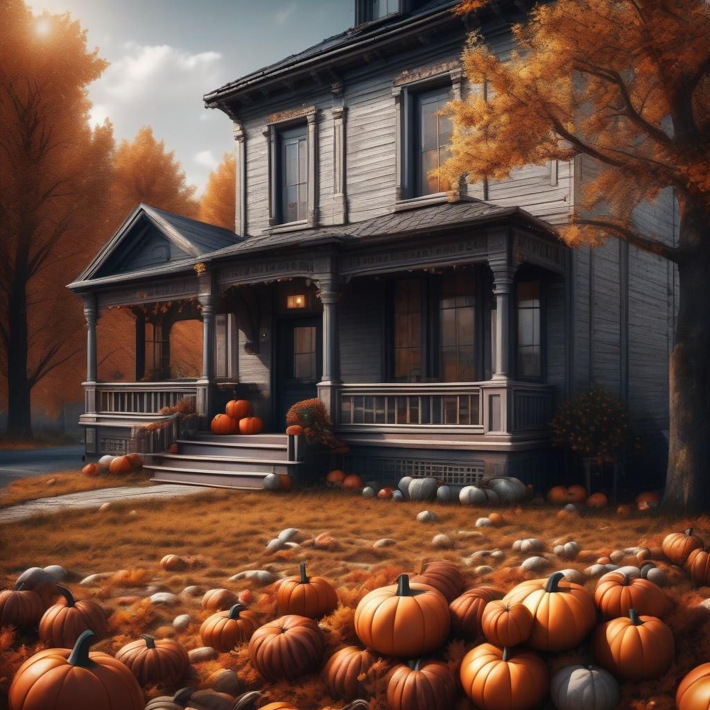 Cozy Autumn Home Interior in Hyperrealistic Style