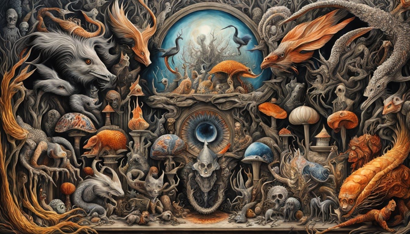 SURREAL FANTASY TABLEAU OF A CRYPTID WONDERLAND