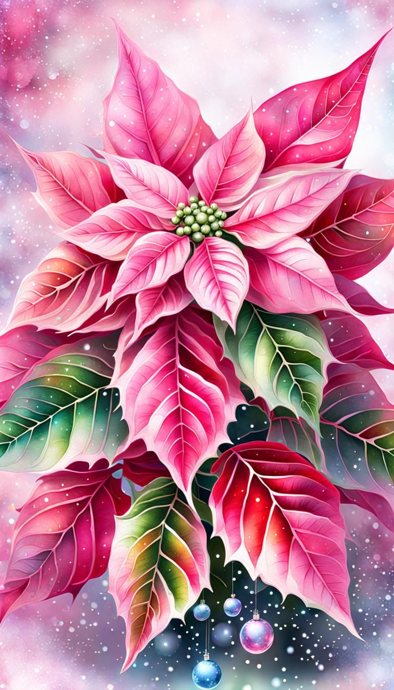 Holographic Poinsettia Christmas Tree Ornament