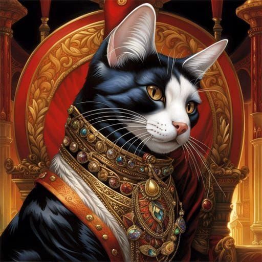 Gothic Black Cat Diva Near the Ocean