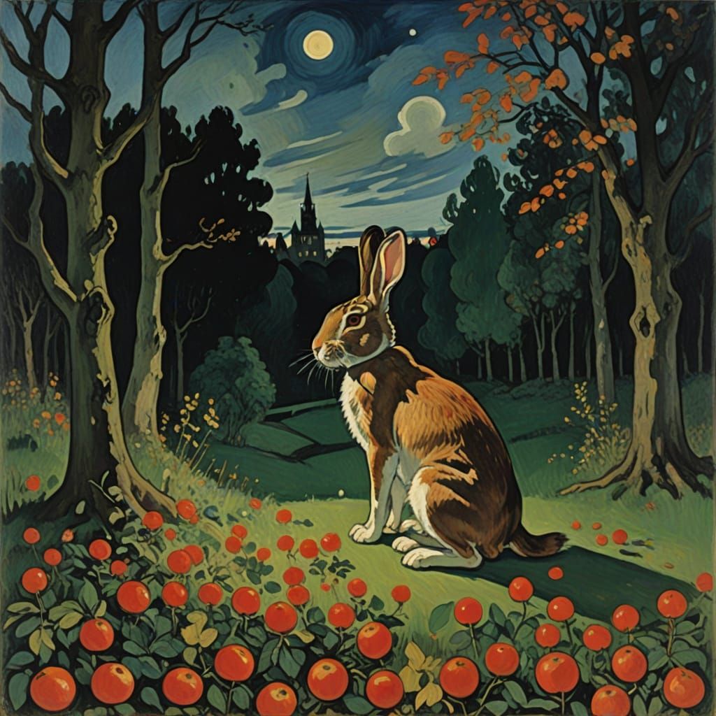 Autumn Landscape with Rabbit in Defiance