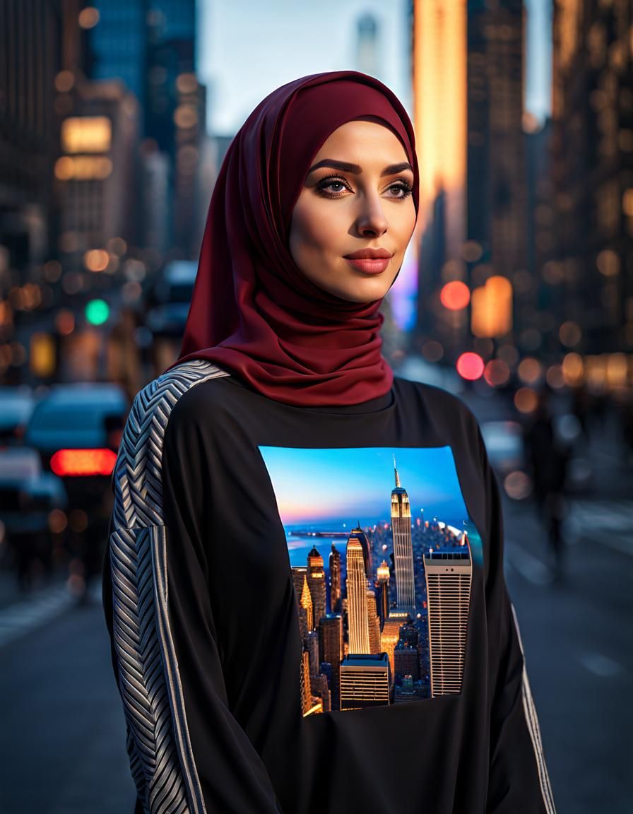 German Girl in Hijab, Digital Art Style