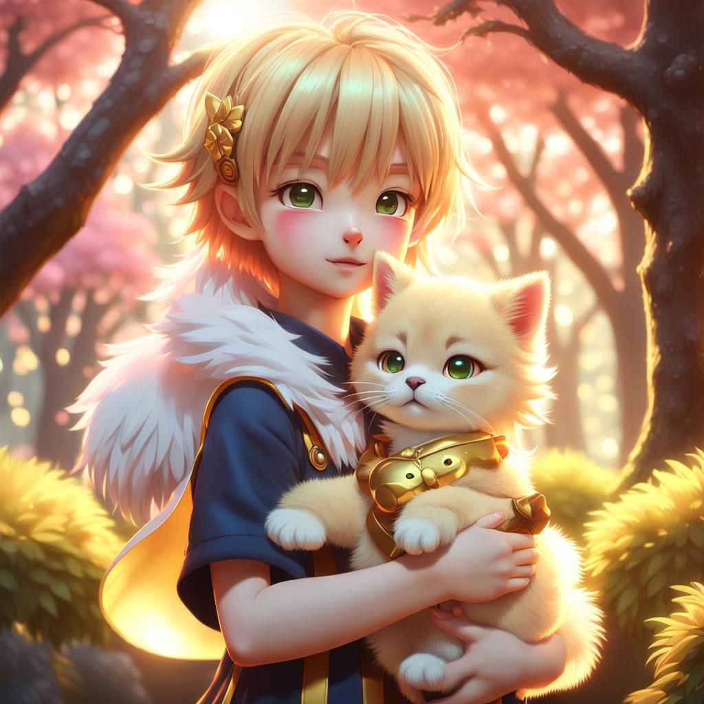 Charming 3D Anime Character with Adorable Pet in Whimsical F...