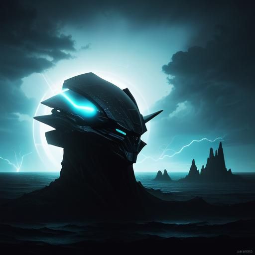 Eye-Shaped UFO Hovers Over Bioluminescent Deep Sea