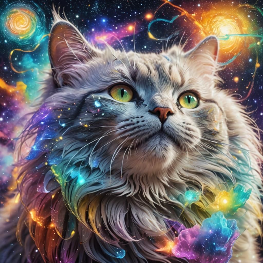 Holographic Astral Rainbow Cat in Cosmic Dream