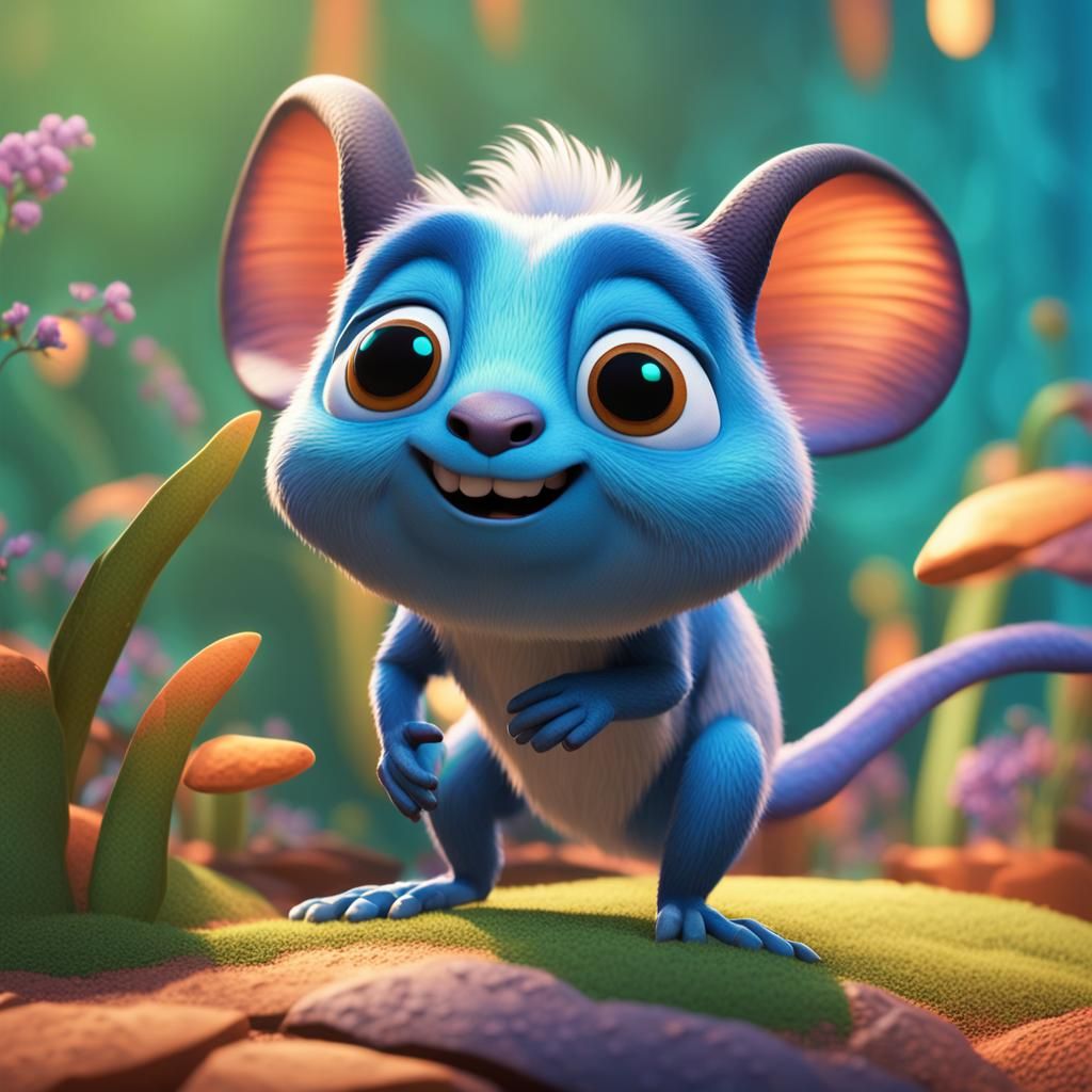 Fantastical Pteromy's Momonga Concept Art in Vibrant Cyberpu...