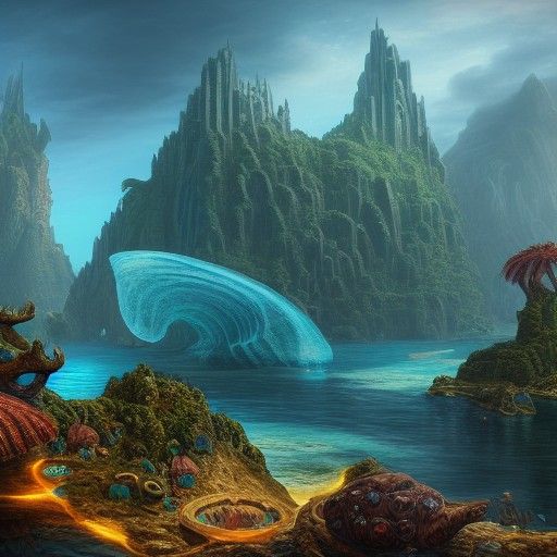 Fantastical Island of Atlantis Concept Art