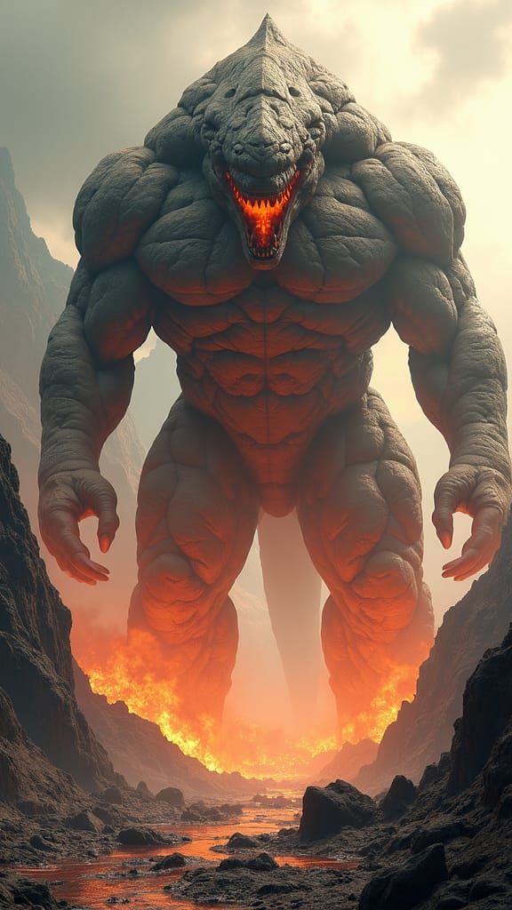 Magma Kaiju Rampage: Fantasy Concept Art