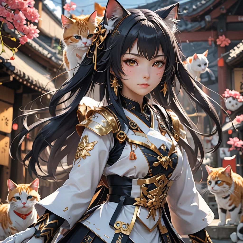 Anime Style Nekomata Waifu in 3D