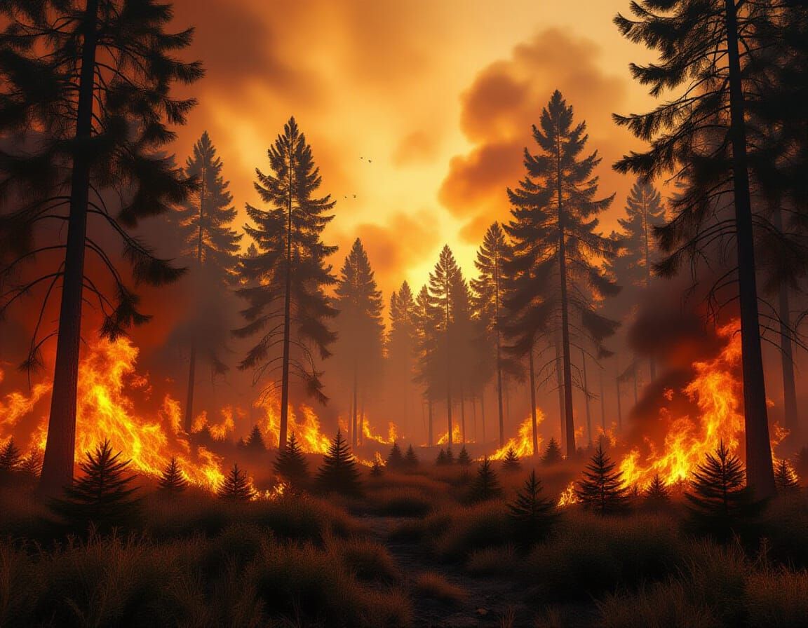 Forest Inferno in Epic Matte Painting Style