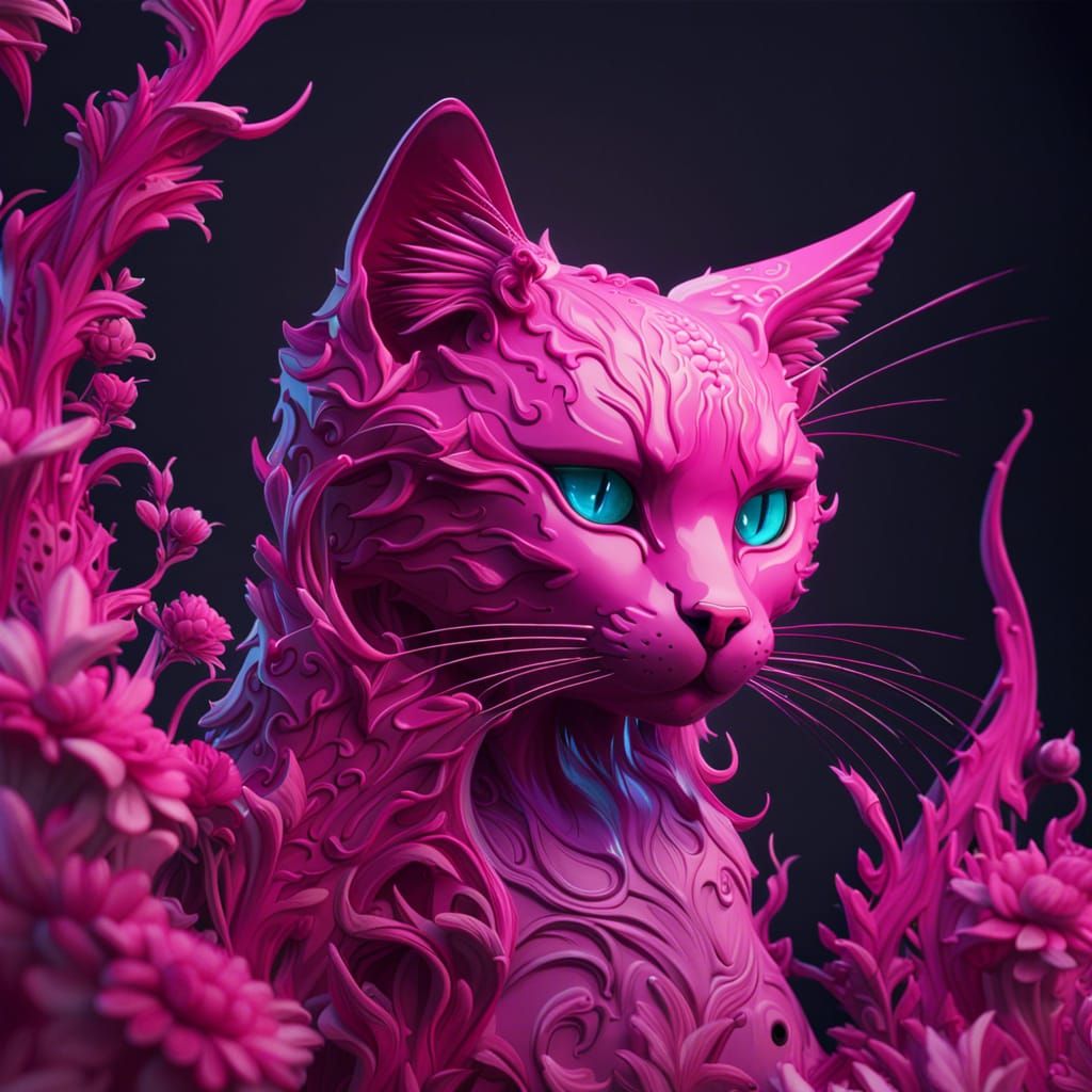 Detailed Pink Cat Matte Painting in 8k