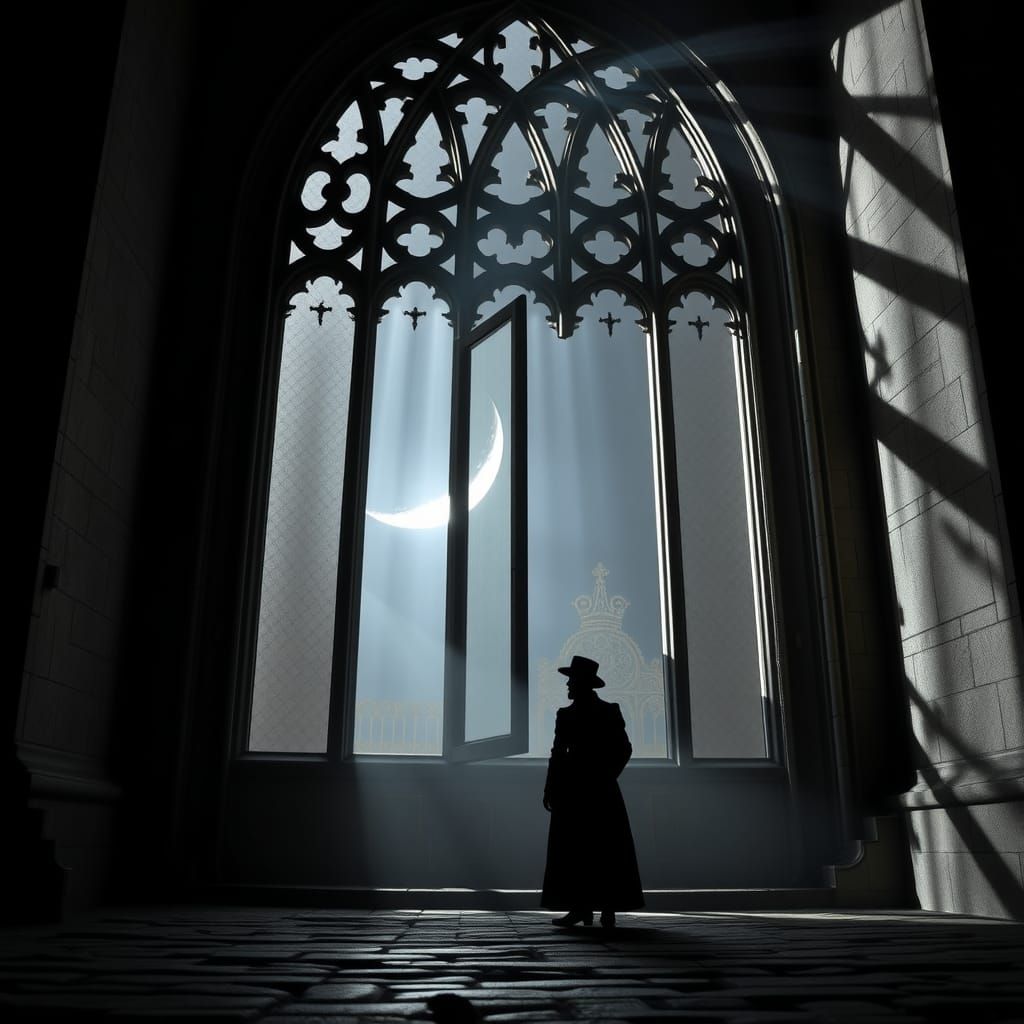 Victorian Silhouette in Gothic Moonlight