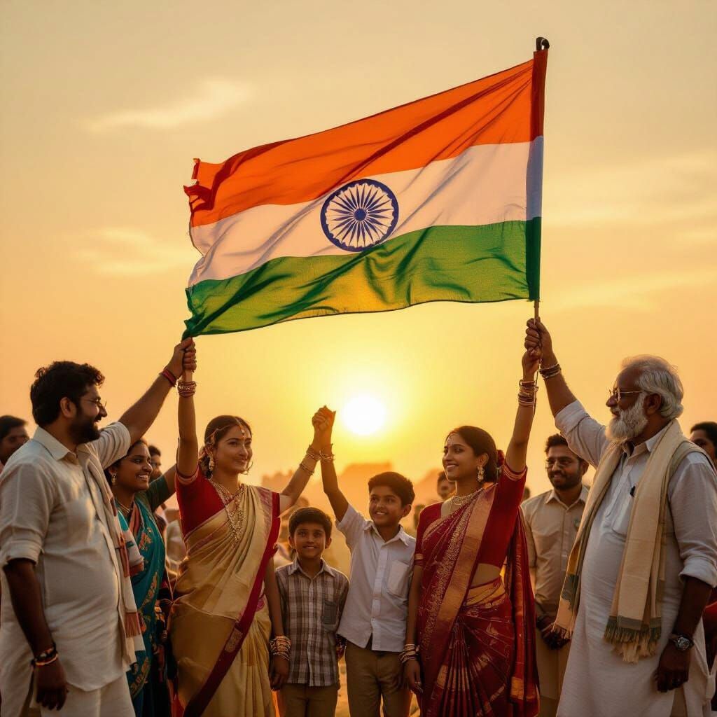 United India: Hope and Dignity in Golden Light