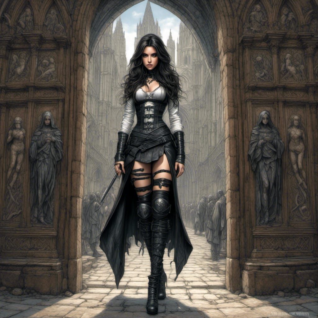 Warrior Nun Ready for Battle in Hyperrealistic Style