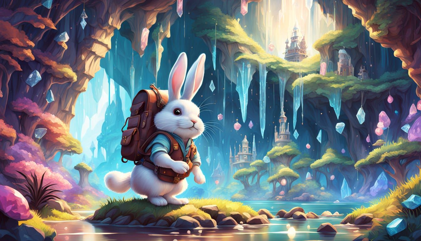 Rabbit Adventurer Explores Crystal Caves with Elves in Pixar...