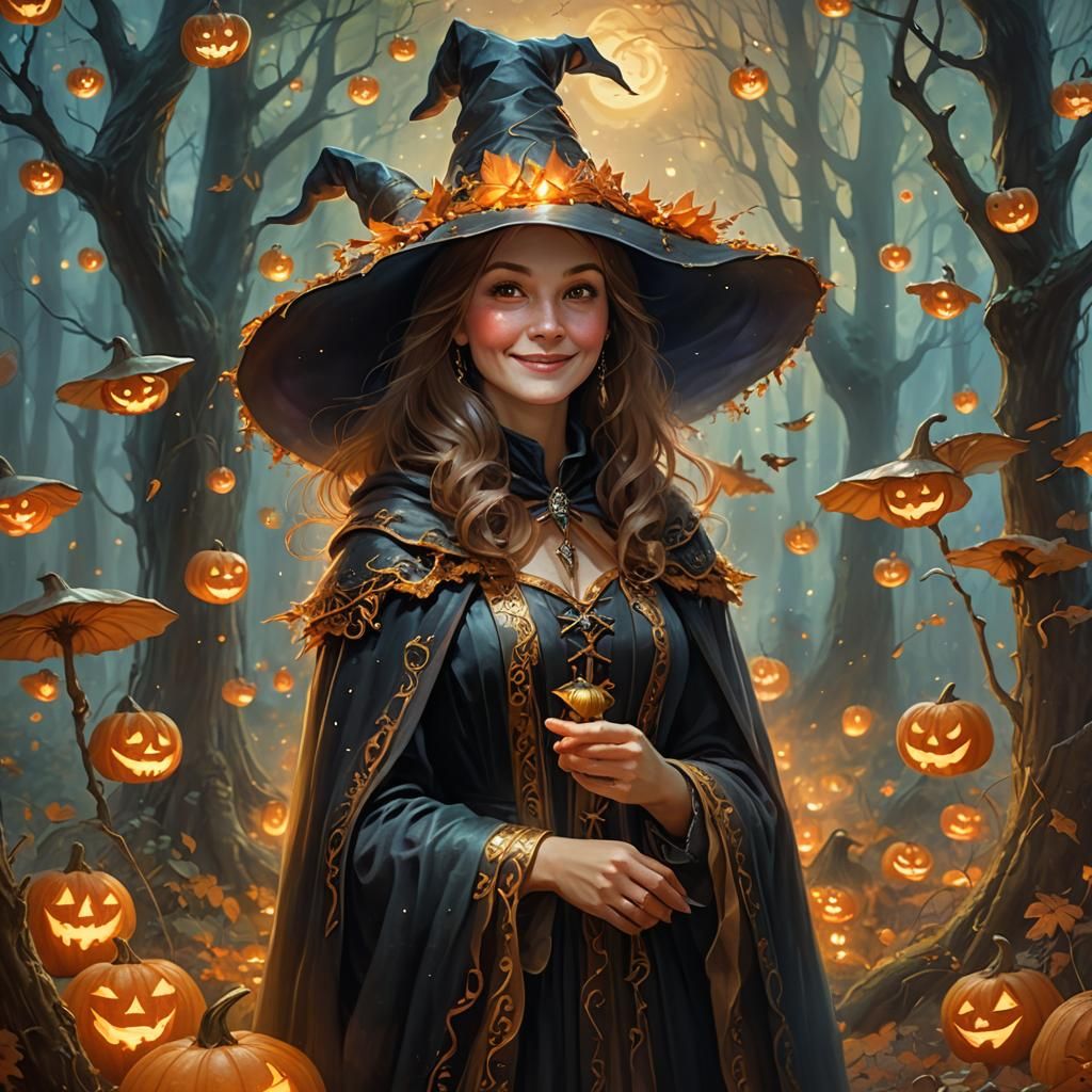 Enchanted Forest Witch Portrait in Fantasy Art Style