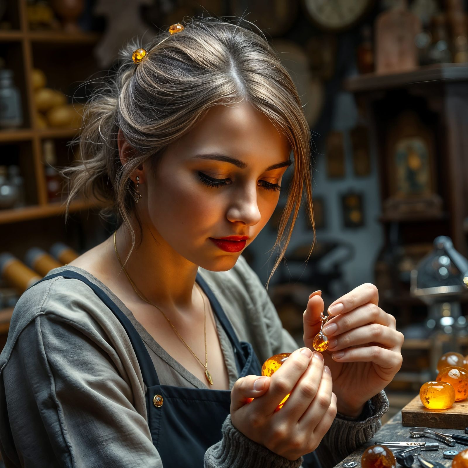 Polish Amber Jeweler in Krakow's Historic Streets