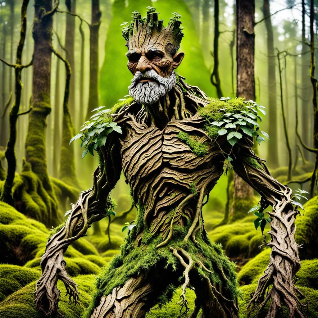 Deformed Groot Tree Walking in Forest