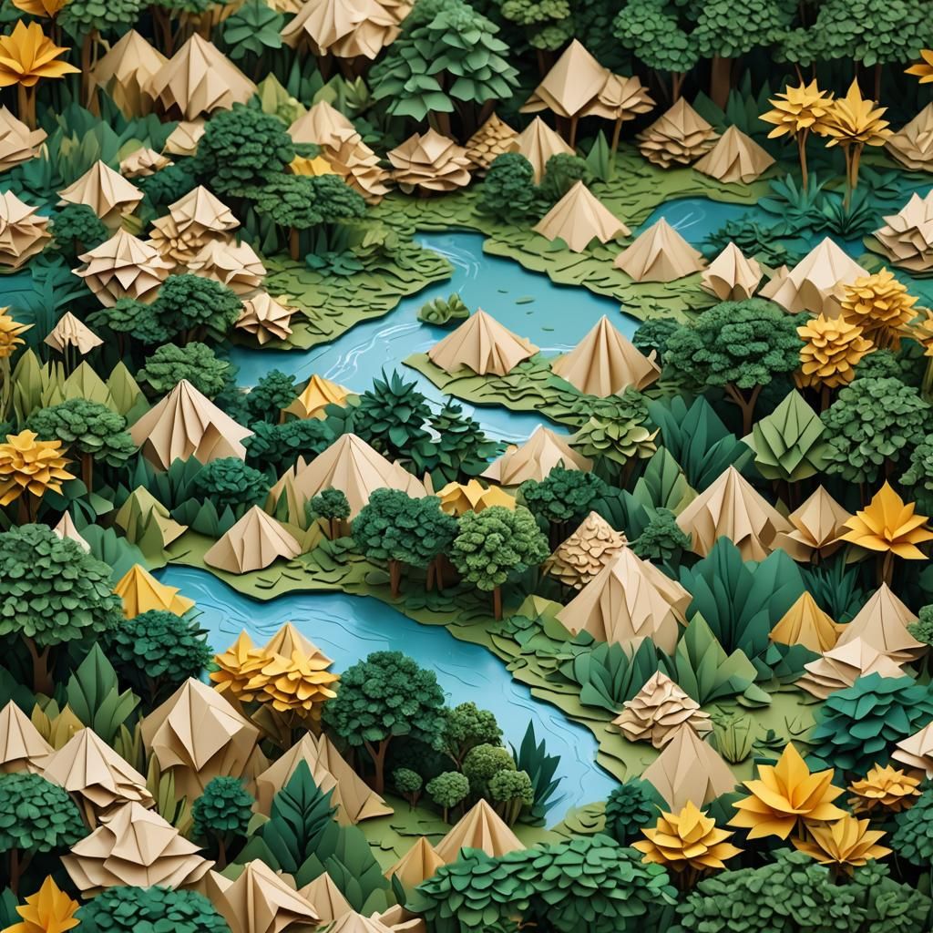 Amazon River Forest in 3D Origami Papercraft