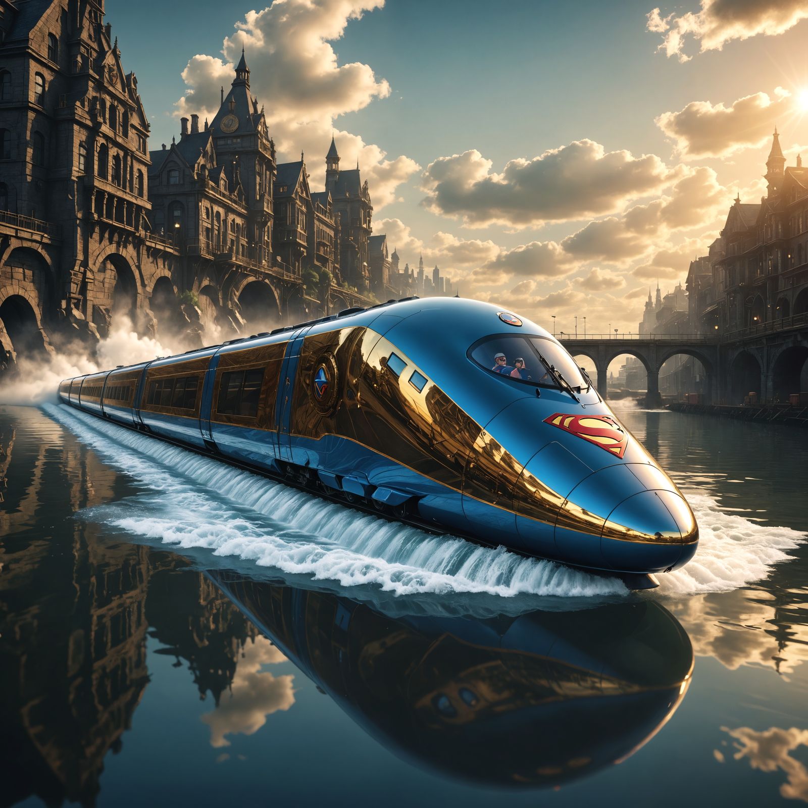 Steam-Powered Bullet Train Glides Across the Water
