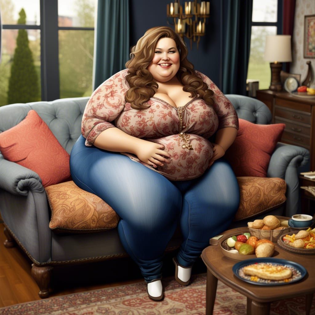 Attractive Plus-Size Woman in Detailed Digital Painting