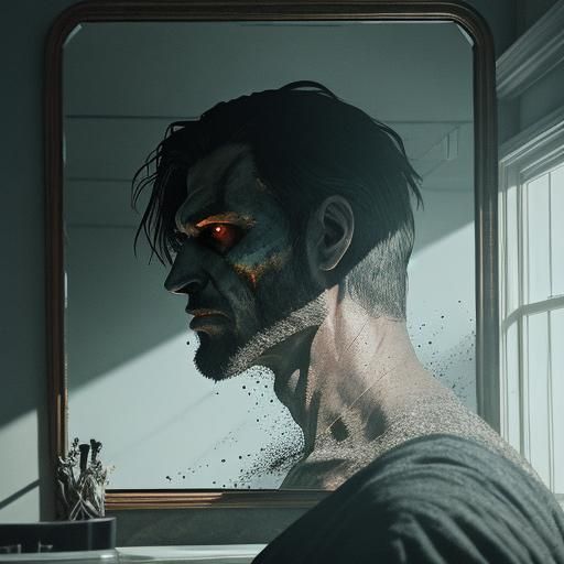 Monster Reflection in Shattered Mirror: Cinematic Still