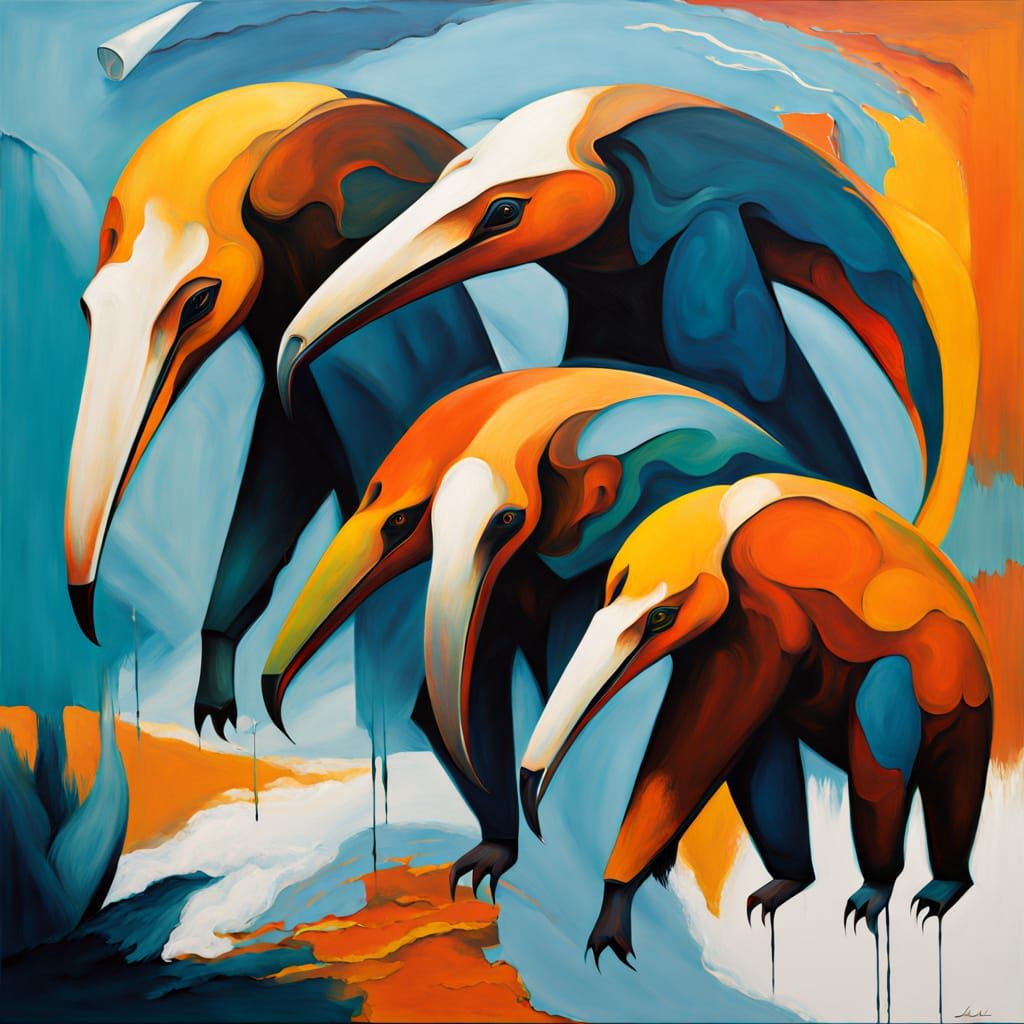 Surreal Expressionist Portrait of an Enigmatic Anteater