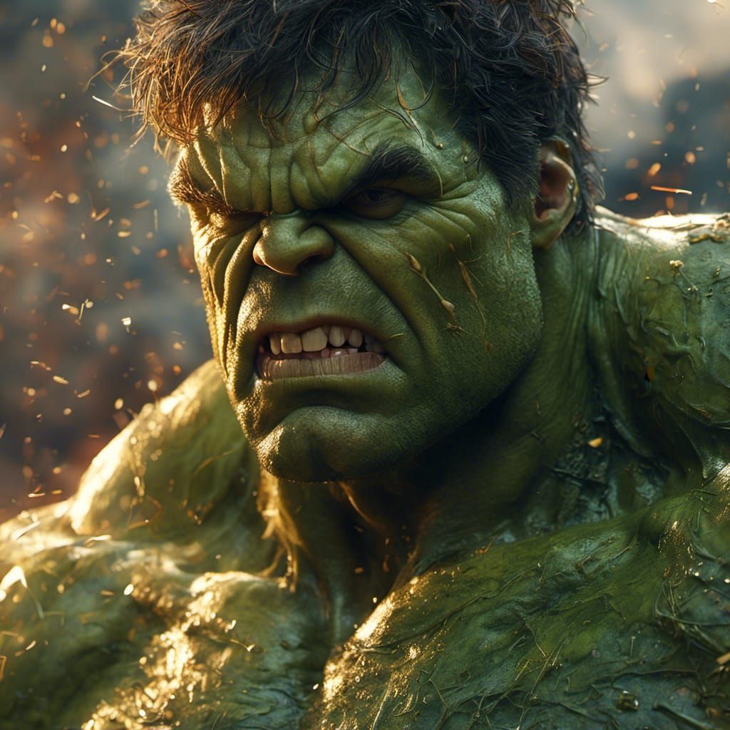 Hyperrealistic Hulk Portrait in Cinematic Style