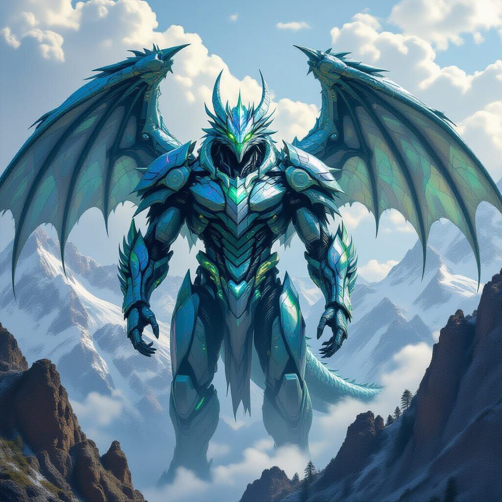 Colossal Cybernetic Godbeast with Iridescent Scales