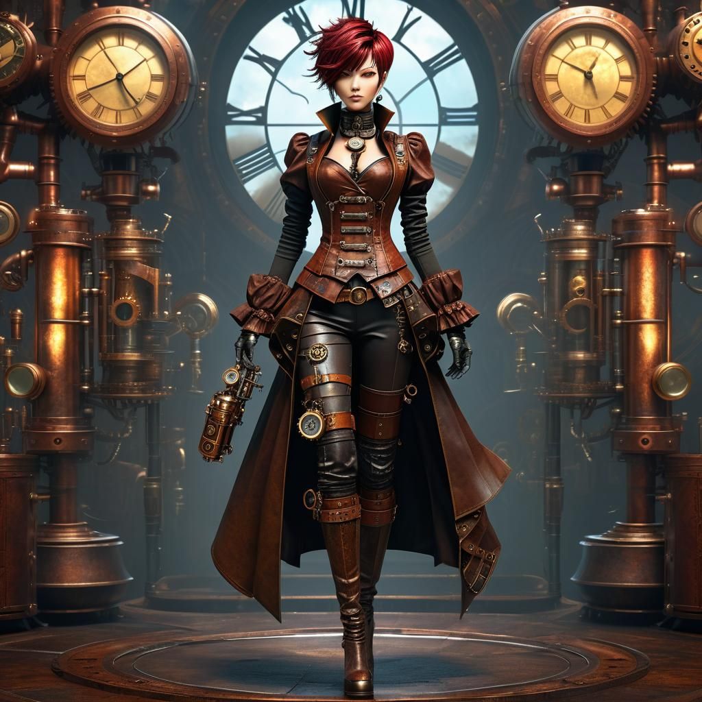 Steampunk Anime Girl in Dark Fantasy Style