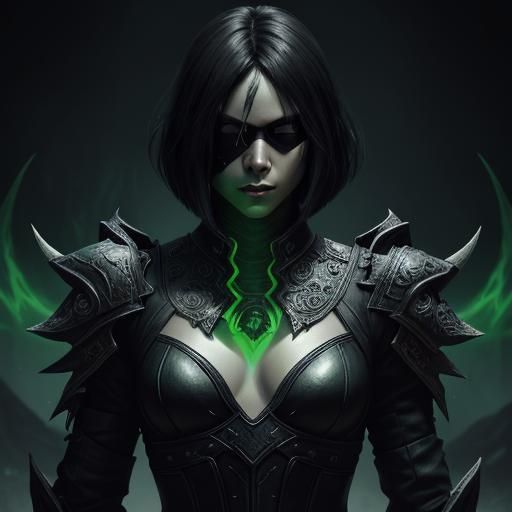Female Demon Hunter with Green Aura in Splash Art