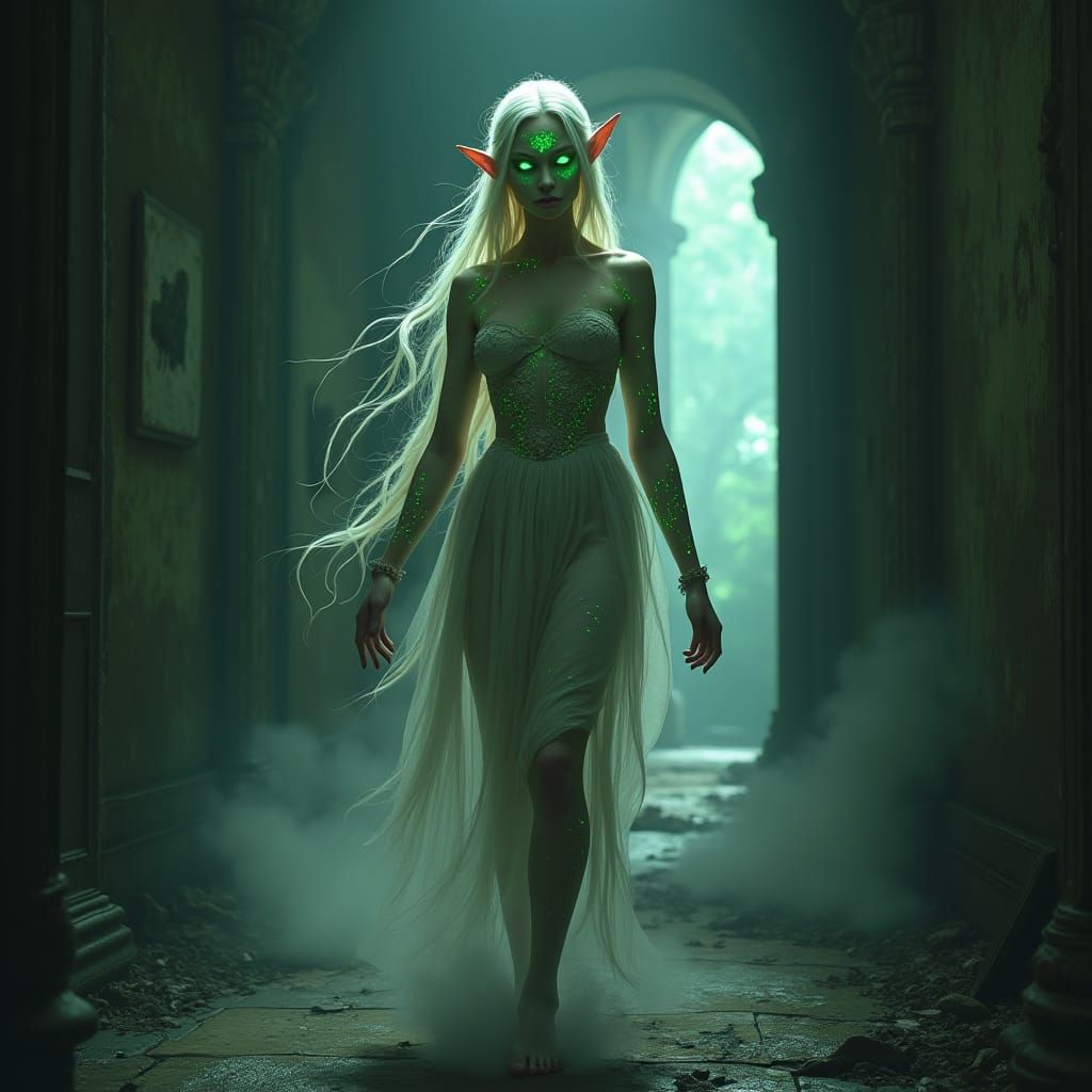 Ethereal Wood Elf in Haunted Mansion: Fantasy Concept Art