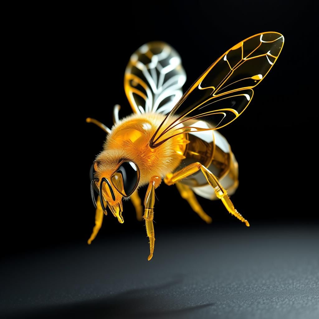 Crystal Glass Bee in 3D Rendering