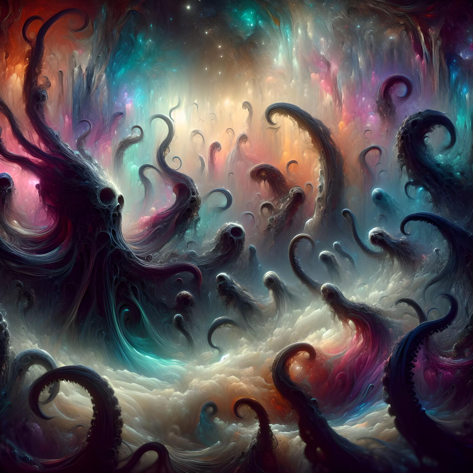 Surreal Tentacles Emerge From Dreamlike Ocean Void