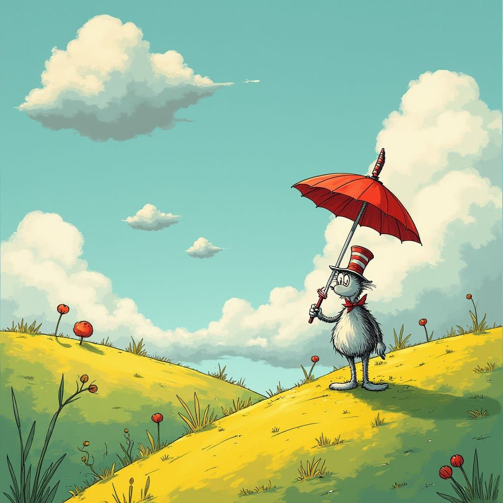 Whimsical Character in Dreamlike Landscape, Children's Book ...